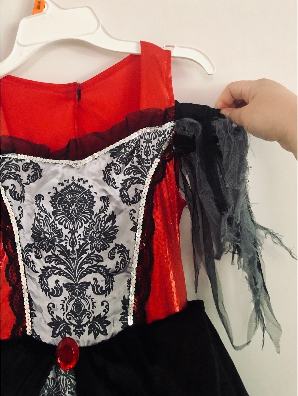 Vampire Gothic Queen Costume Kids Girl L (10-12) Red Black Halloween Cosplay - Picture 6 of 8